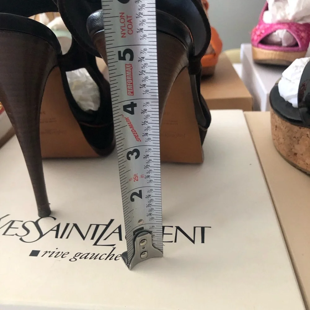 Yves Saint Laurent Dark Brown Stretch Suede Heels size 38 - Picture 6 of 6